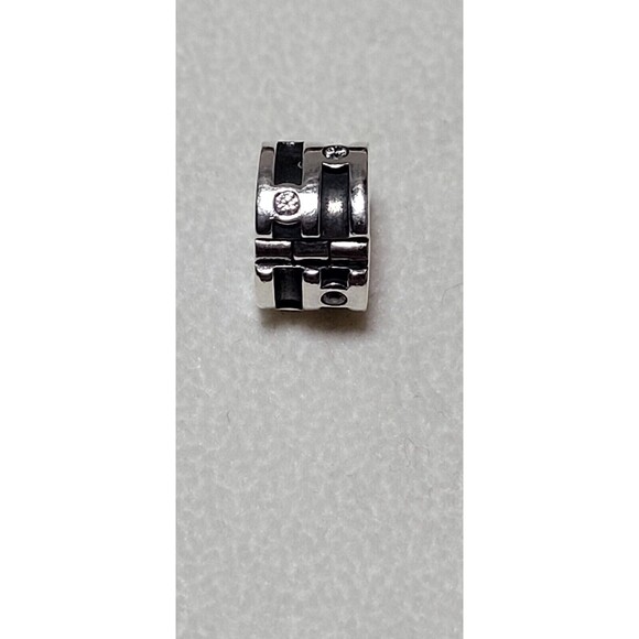 Retired Pandora Sterling Silver Sparkling Abstract Clip 790291CZ - Picture 7 of 7